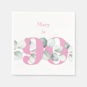 Pink 90th Birthday Personalised Cocktail Napkins