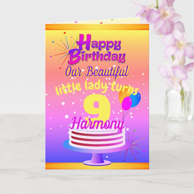 PINK 9th Happy Birthday Card (Orchid)