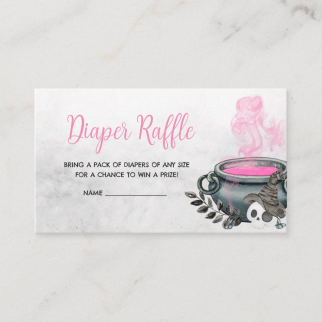 Pink A Baby is Brewing Baby Shower Diaper Raffle Enclosure Card (Front)