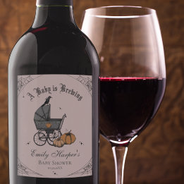 Pink A Baby is Brewing Baby Shower Wine Label