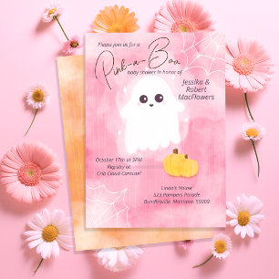 Pink-a-Boo Halloween Baby Shower Party Invitation