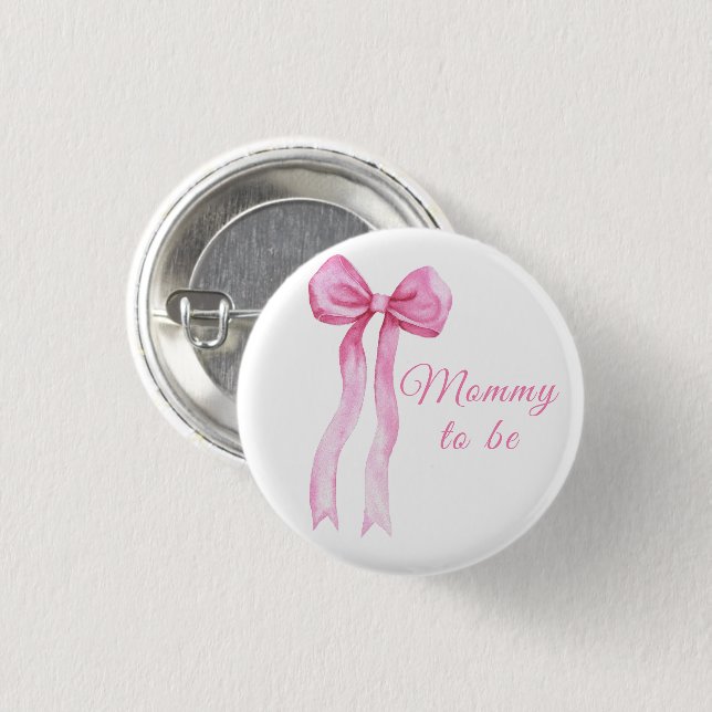 Pink a Bow Baby shower - mummy to be 3 Cm Round Badge (Front & Back)