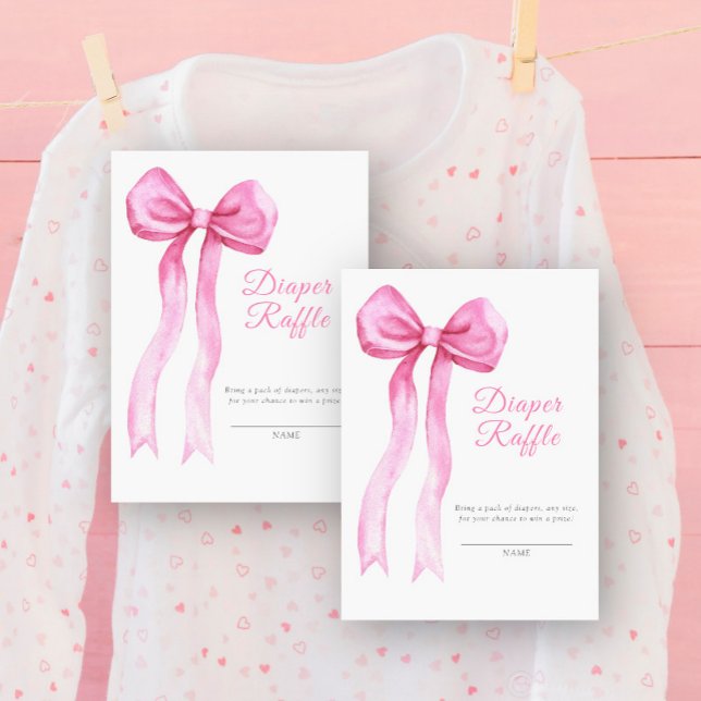 Pink a bow diaper raffle enclosure card (Creator Uploaded)