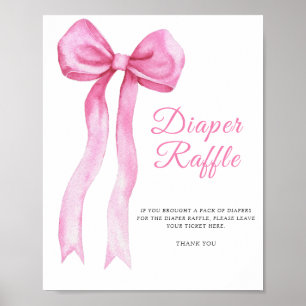 Pink a bow - diaper raffle poster