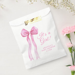 Pink a Bow It's Girl Baby shower Favour Bags