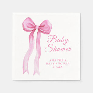 Pink a Bow It's Girl Baby shower Napkin