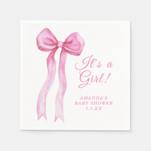 Pink a Bow It's Girl Baby shower Napkin
