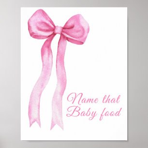 Pink a bow - name that baby food poster