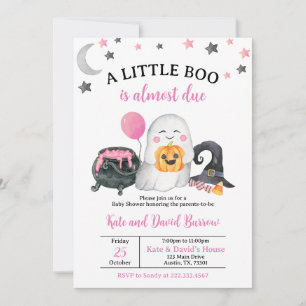 Pink A Little Boo Baby Shower Invitation