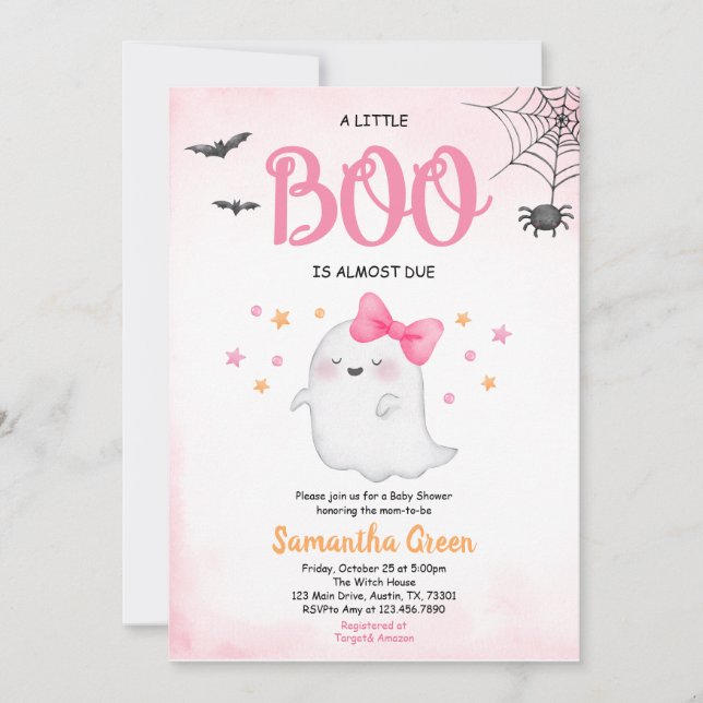 Pink A Little Boo Baby Shower Invitation (Front)