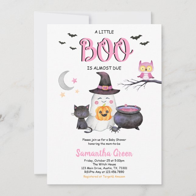 Pink A Little Boo Baby Shower Invitation (Front)