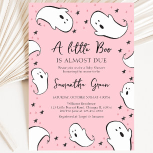 Pink A Little Boo Baby Shower Invitation