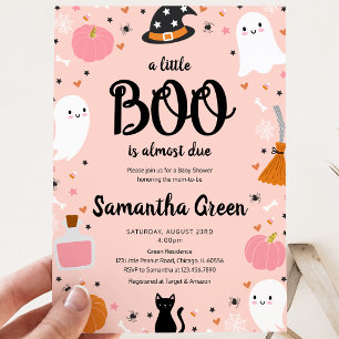 Pink A Little Boo Baby Shower Invitation