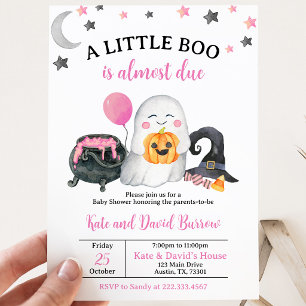 Pink A Little Boo Baby Shower Invitation