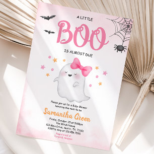 Pink A Little Boo Baby Shower Invitation