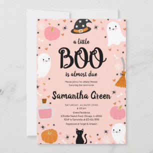 Pink A Little Boo Baby Shower Invitation