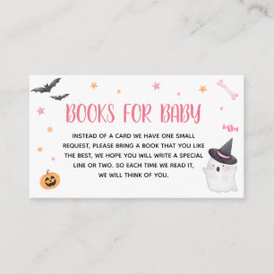 Pink A Little Boo Ghost Baby Shower Books for Baby Enclosure Card