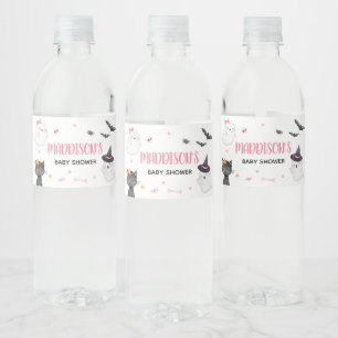 Pink A Little Boo Ghost Baby Shower  Water Bottle Label