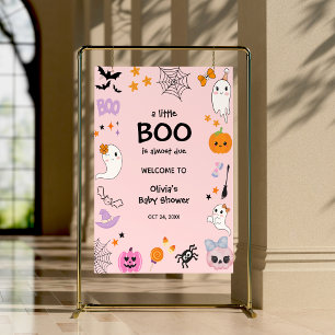 Pink A Little Boo Halloween Baby Shower Welcome Poster