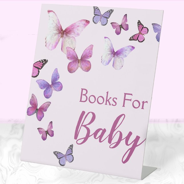 Pink A Little Butterfly Baby Shower Gifts Pedestal Sign (Creator Uploaded)