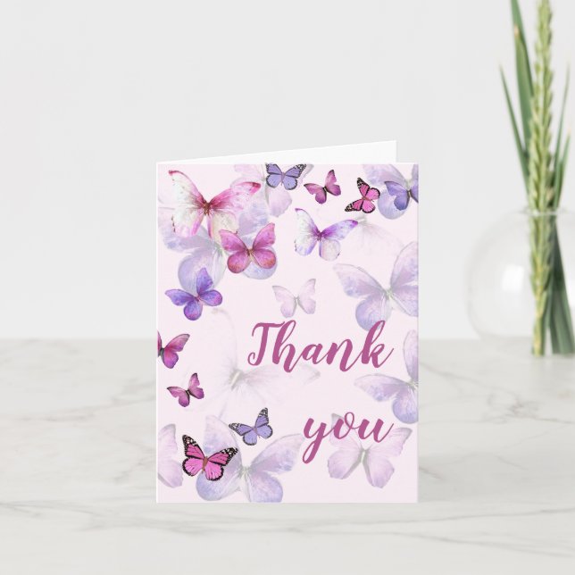 Pink A Little Butterfly Blank Inside  Invitation (Front)