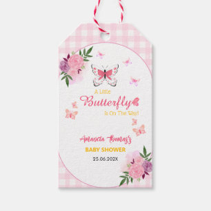 Pink A Little Butterfly Is On The Way Baby Shower Gift Tags