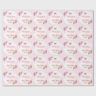 Pink A Little Butterfly Is On The Way Baby Shower  Wrapping Paper