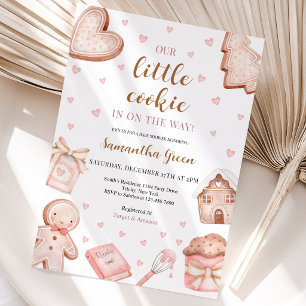 Pink A Little Cookie Baby Shower Invitation