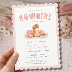Pink A Little Cowirgl Girly Baby Shower  Invitation