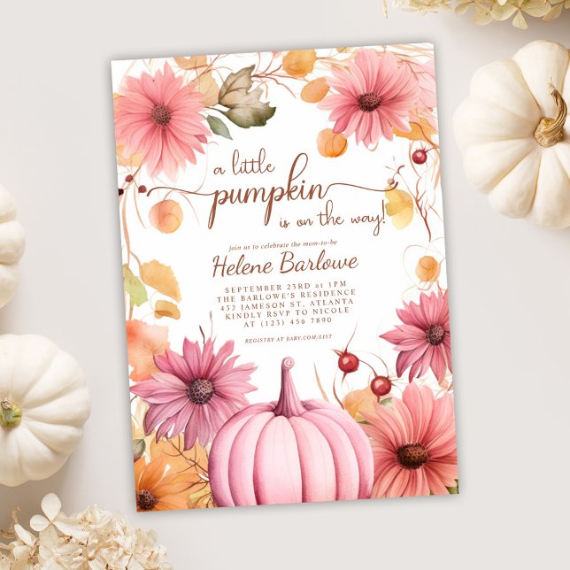 Pink A Little Pumpkin Fall Baby Shower Invitation (Pink A Little Pumpkin Fall Baby Shower Invitation)