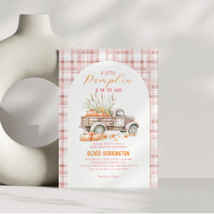 Pink A little Pumpkin Truck Girl Baby Shower Invitation