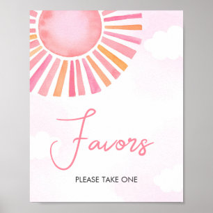 Pink A Little Ray of Sunshine Baby Shower Favours Poster