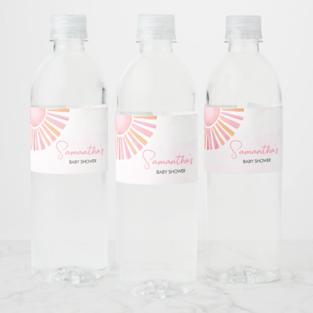 Pink A Little Ray of Sunshine  Water Bottle Label (Bottles)