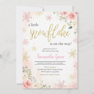Pink A Little Snowflake Baby Shower  Invitation