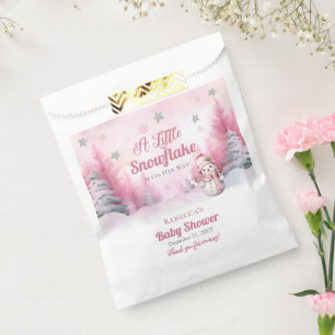 Pink A Little Snowflake   Snow Girl Baby Shower Favour Bags