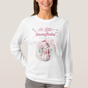 Pink A Little Snowflake Snow Girl Baby Shower T-Shirt