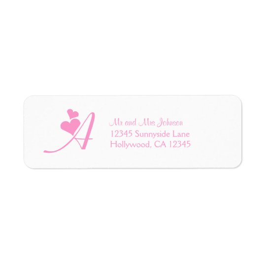 Pink "A" Monogram Return Address Label