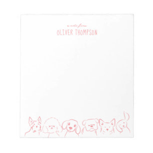 Pink A Note From Cute Dog Animal Sketch Notepad