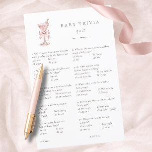 Pink A Tini One Girl Baby Shower Game Baby Trivia