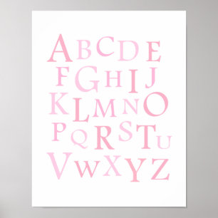 Pink ABC Nursery Typography Print