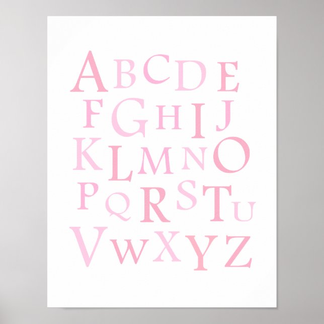 Pink ABC Nursery Typography Print (Front)