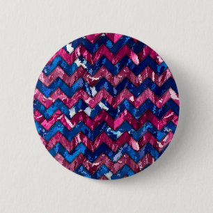 Pink Abstract Art Chevron Design 6 Cm Round Badge