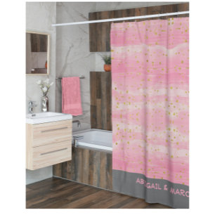 Pink Abstract Bath Shower Curtain