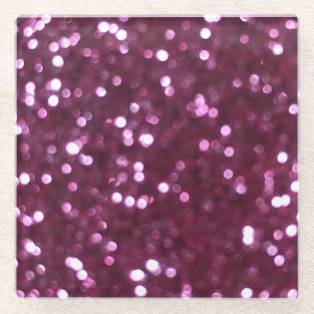 Pink abstract, bokeh defocused lights. glass coaster (Front)