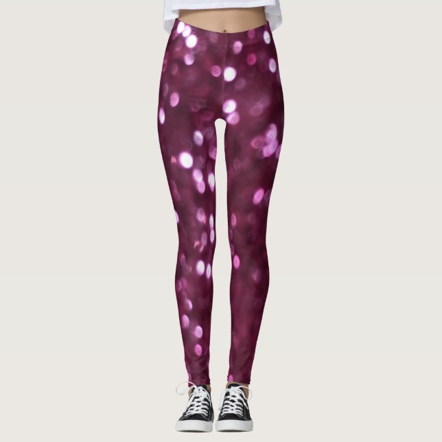Pink abstract, bokeh defocused lights. leggings (Front)