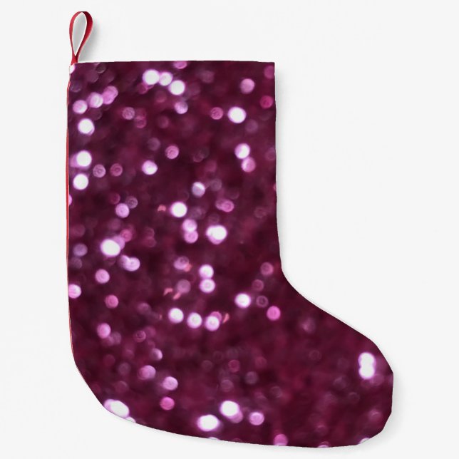 Pink abstract, bokeh defocused lights. small christmas stocking (Front)