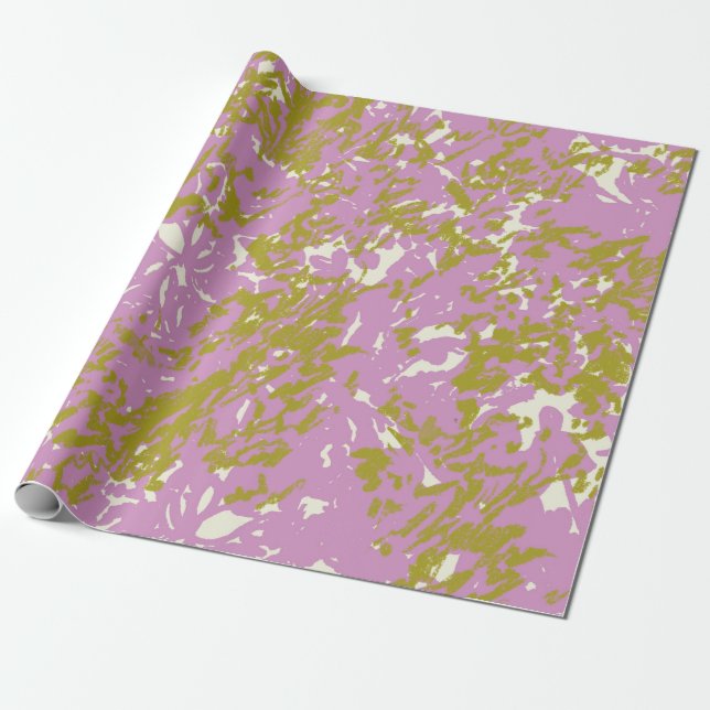 Pink Abstract Botanical Design Wrapping Paper (Unrolled)