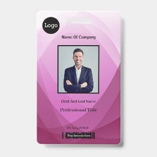 Pink Abstract Employee Photo Identification ID Badge