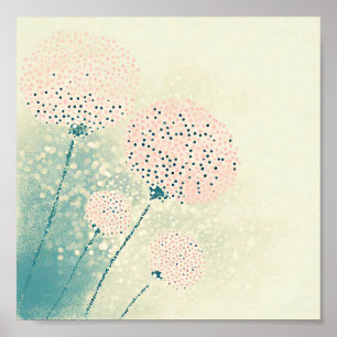 Pink abstract floral art poster