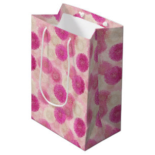 Pink Abstract Floral Lace Circle Pattern Medium Gift Bag